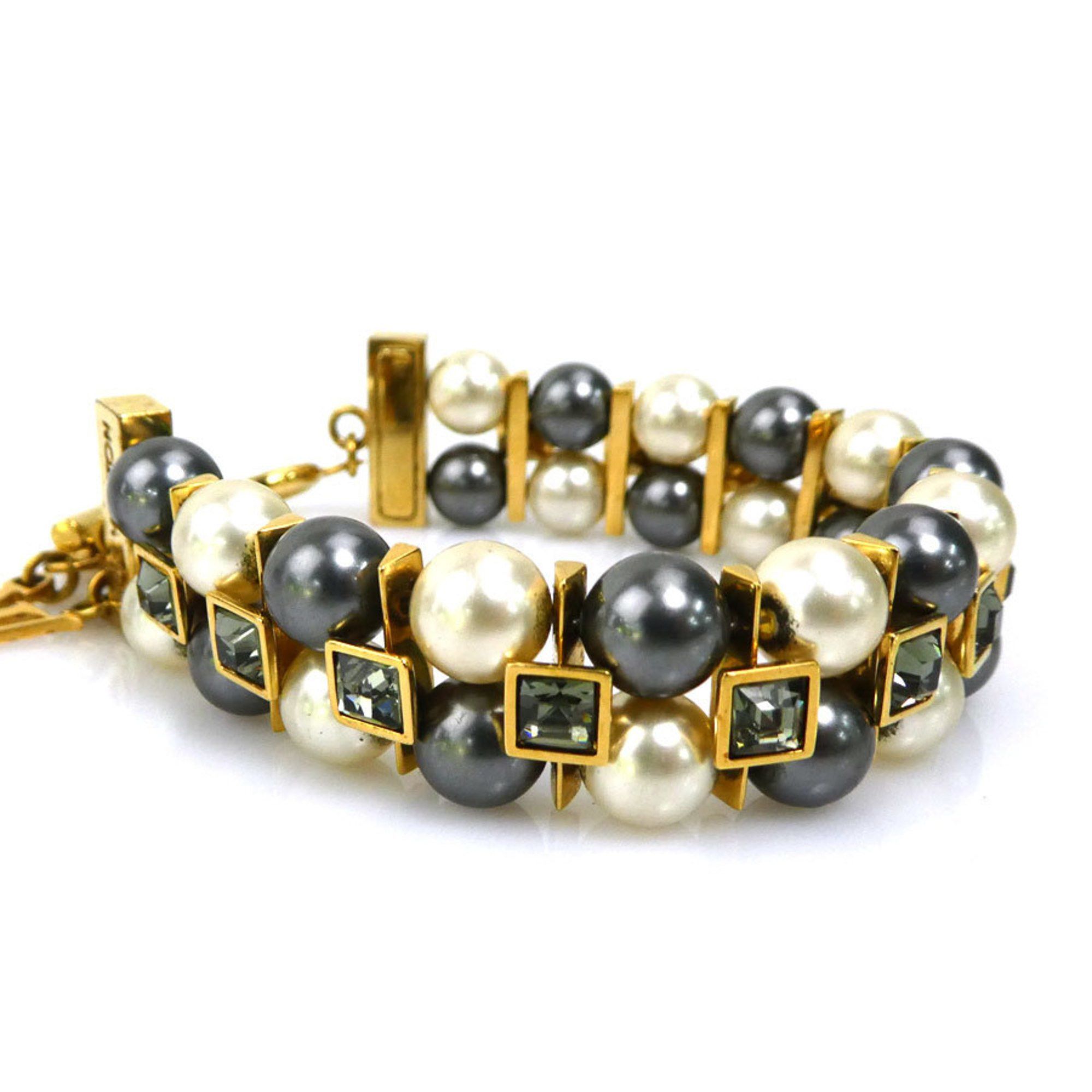 Louis Vuitton Louis Vuitton Bracelet Metal Faux Pearl Gold Off-White Grey Women's e60290i Size ONE SIZE - 2 Thumbnail