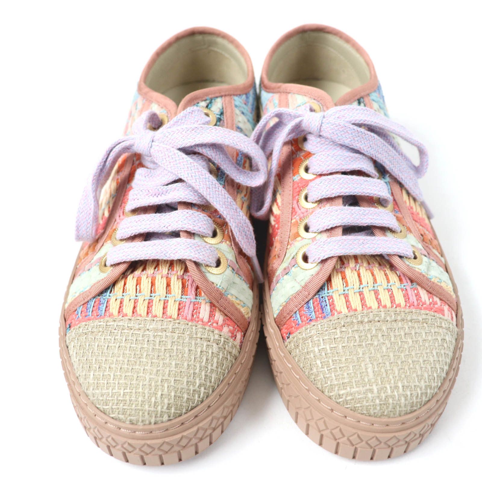 Chanel Chanel Chanel COCO Mark Tweed Leather Sneakers Leather Shoes G32383 DUTY FREE for USA Size ONE SIZE - 4 Thumbnail