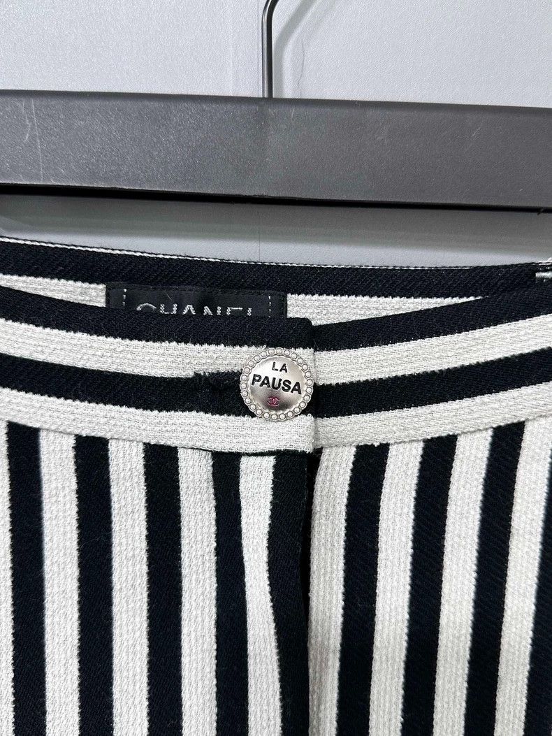 Chanel Black and White Striped Wide Leg Pants- DMC Size US 36 / EU 52 - 6 Thumbnail