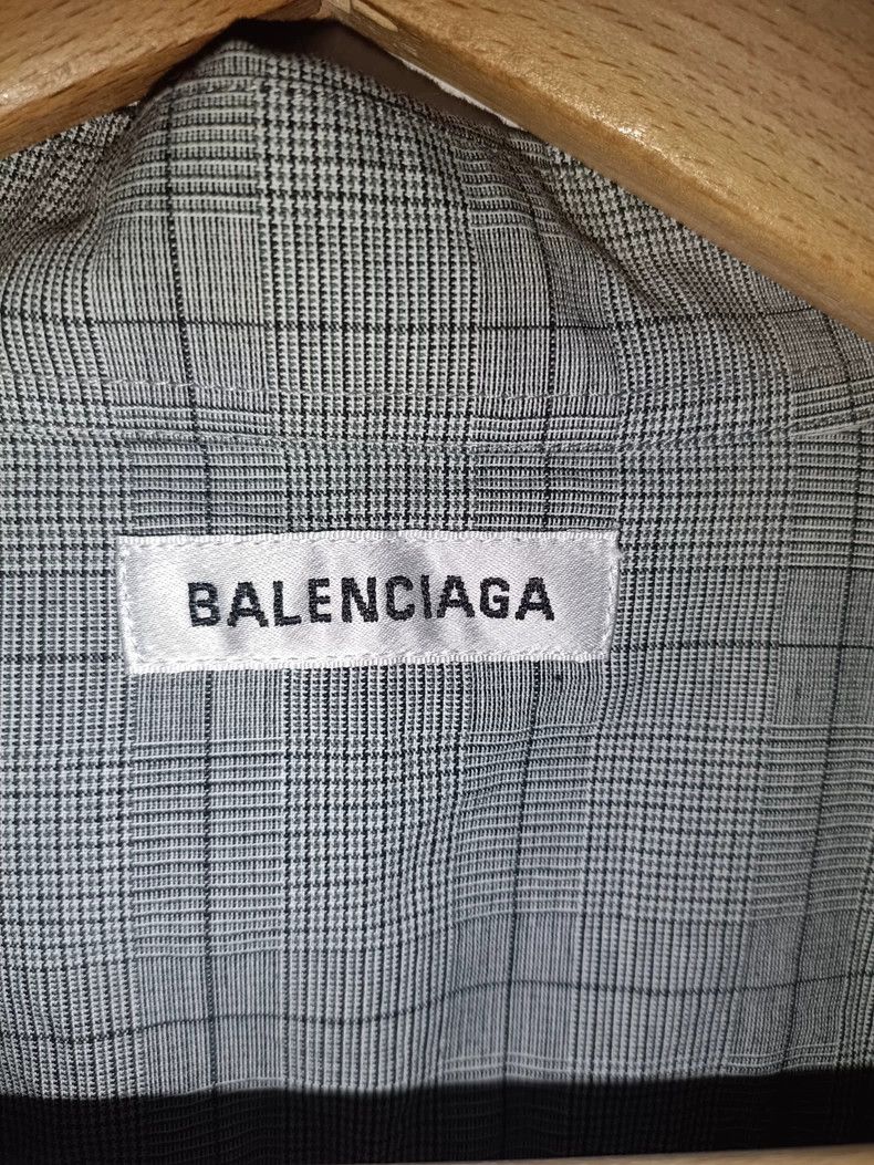 Balenciaga Grey Plaid Long Sleeve Button-Up Shirt- DMC Size US XXL / EU 58 / 5 - 2 Thumbnail