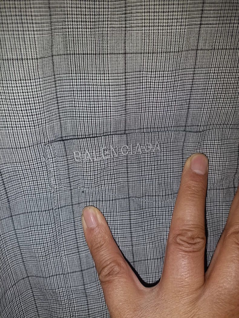 Balenciaga Grey Plaid Long Sleeve Button-Up Shirt- DMC Size US XXL / EU 58 / 5 - 3 Thumbnail
