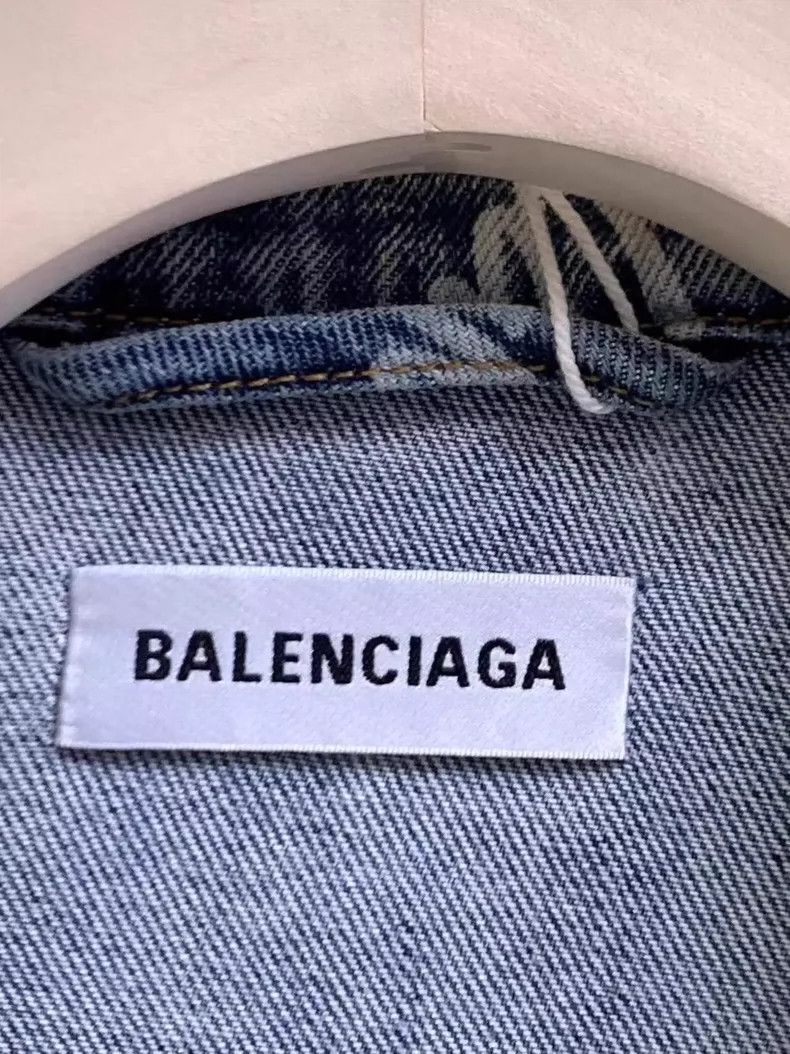 Balenciaga Balenciaga Logo Denim Jacket with Collar- DMC Size US M / EU 48-50 / 2 - 3 Thumbnail