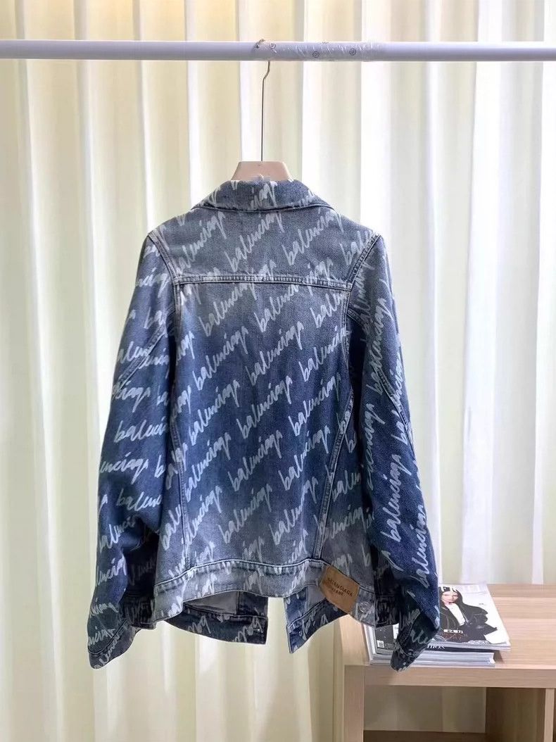 Balenciaga Balenciaga Logo Denim Jacket with Collar- DMC Size US M / EU 48-50 / 2 - 4 Thumbnail