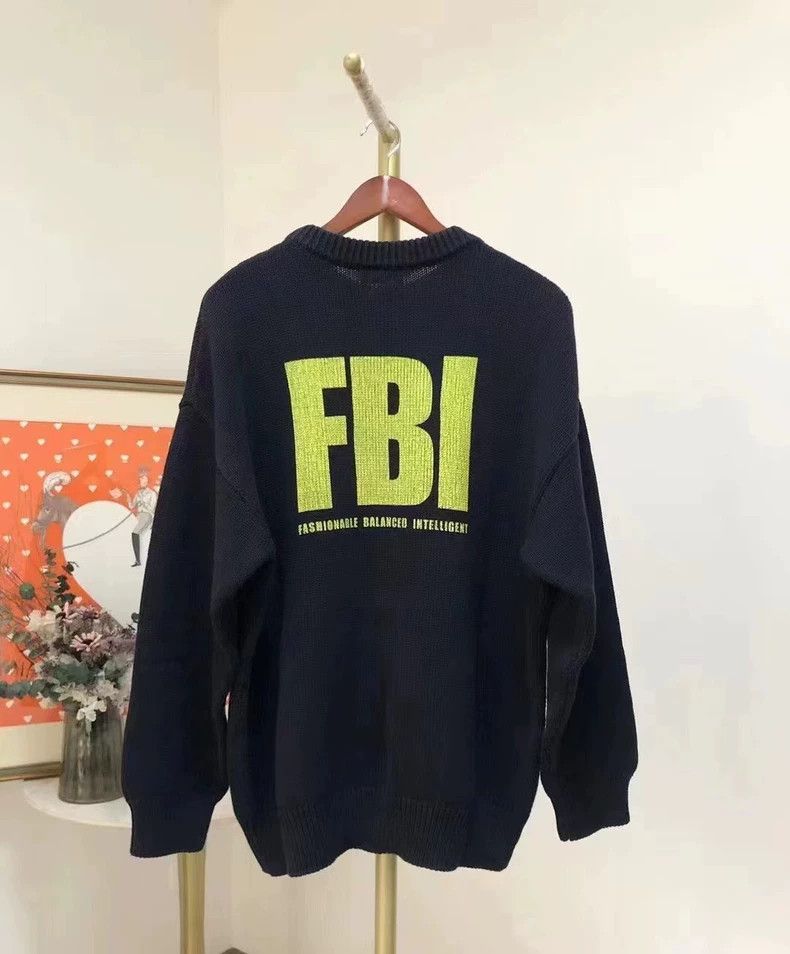 Balenciaga Men's Loose Sweater with FBI Logo- DMC Size US S / EU 44-46 / 1 - 2 Thumbnail