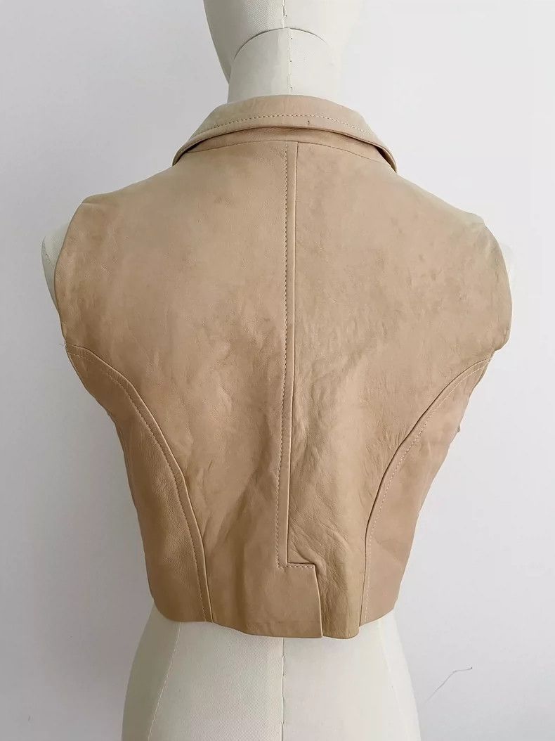 Ann Demeulemeester Ann Demulemeester Leather Vest in Beige- DMC Size US XXS / EU 40 - 3 Thumbnail