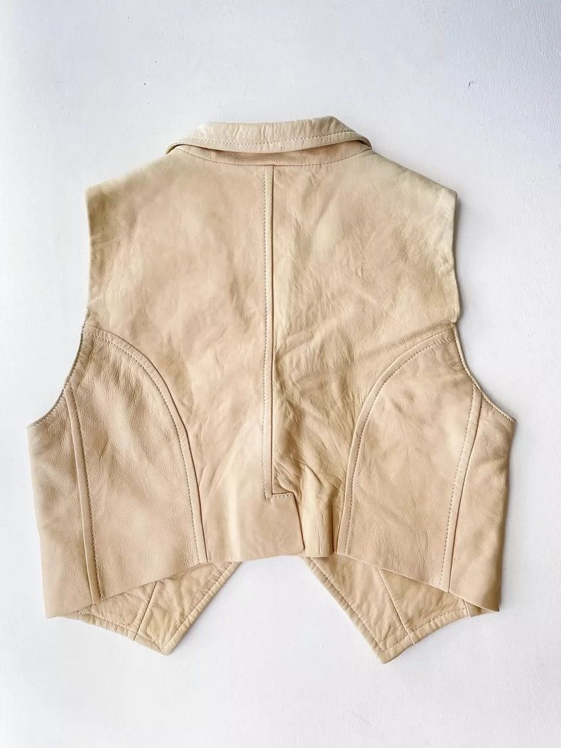Ann Demeulemeester Ann Demulemeester Leather Vest in Beige- DMC Size US XXS / EU 40 - 7 Thumbnail