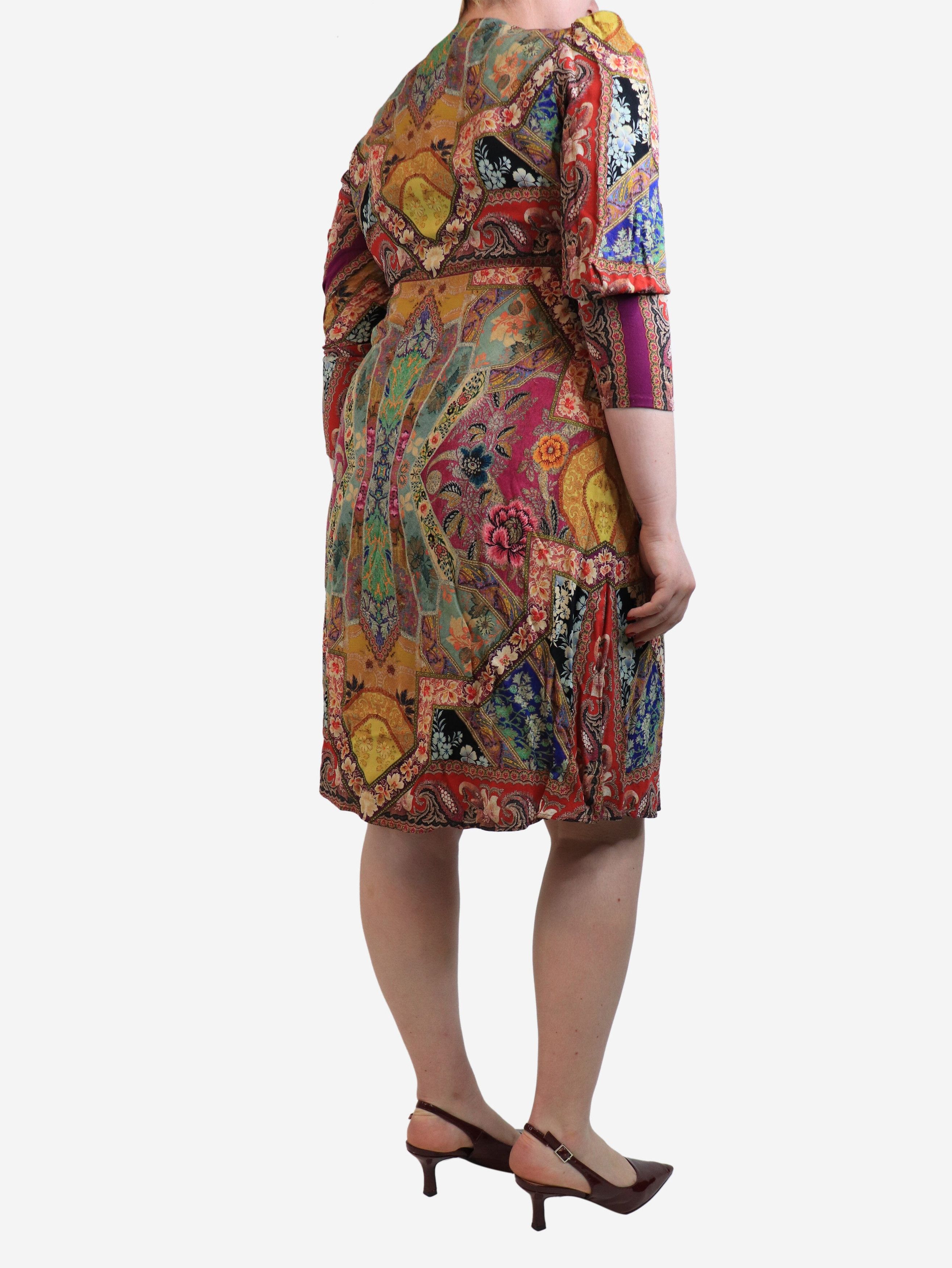 Long sleeve paisley midi dress - size UK 14