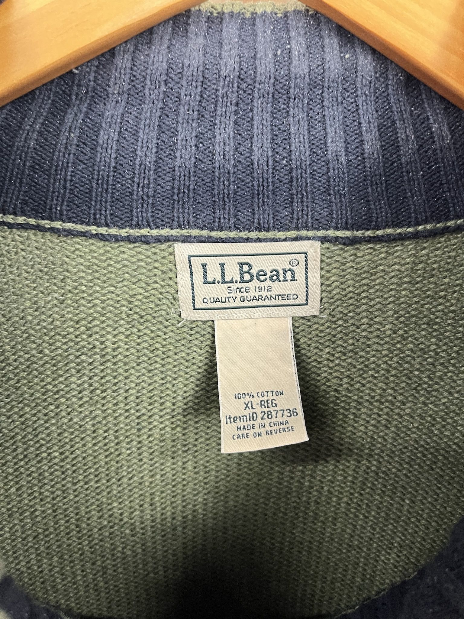 L.L. Bean Vintage LL Bean Like New Green Quarterzip Knit Sweater Size XXL Size US XXL / EU 58 / 5 - 3 Thumbnail