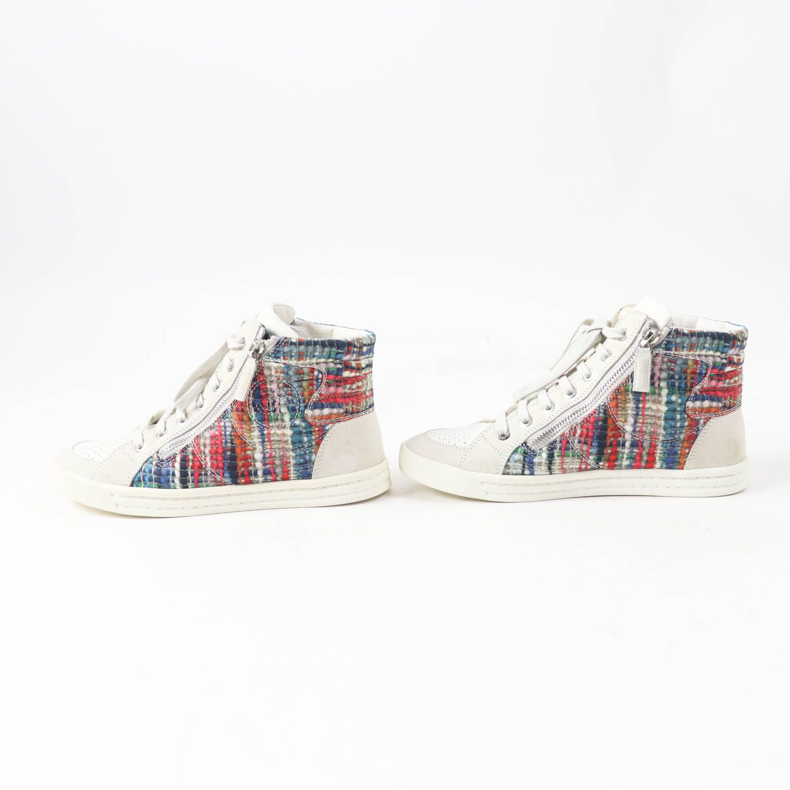 Chanel Chanel Chanel G29918 F Pearl COCO Mark Check Pattern Print Suede leather High cut sneakers Suede Shoes G29918 Size ONE SIZE - 4 Thumbnail