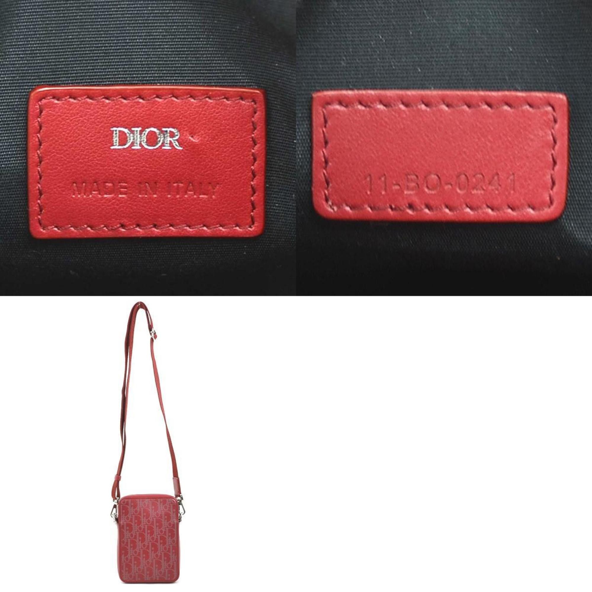 Dior Christian Dior Shoulder Bag Leather Red Men's Women's r10509a Size ONE SIZE - 5 Thumbnail