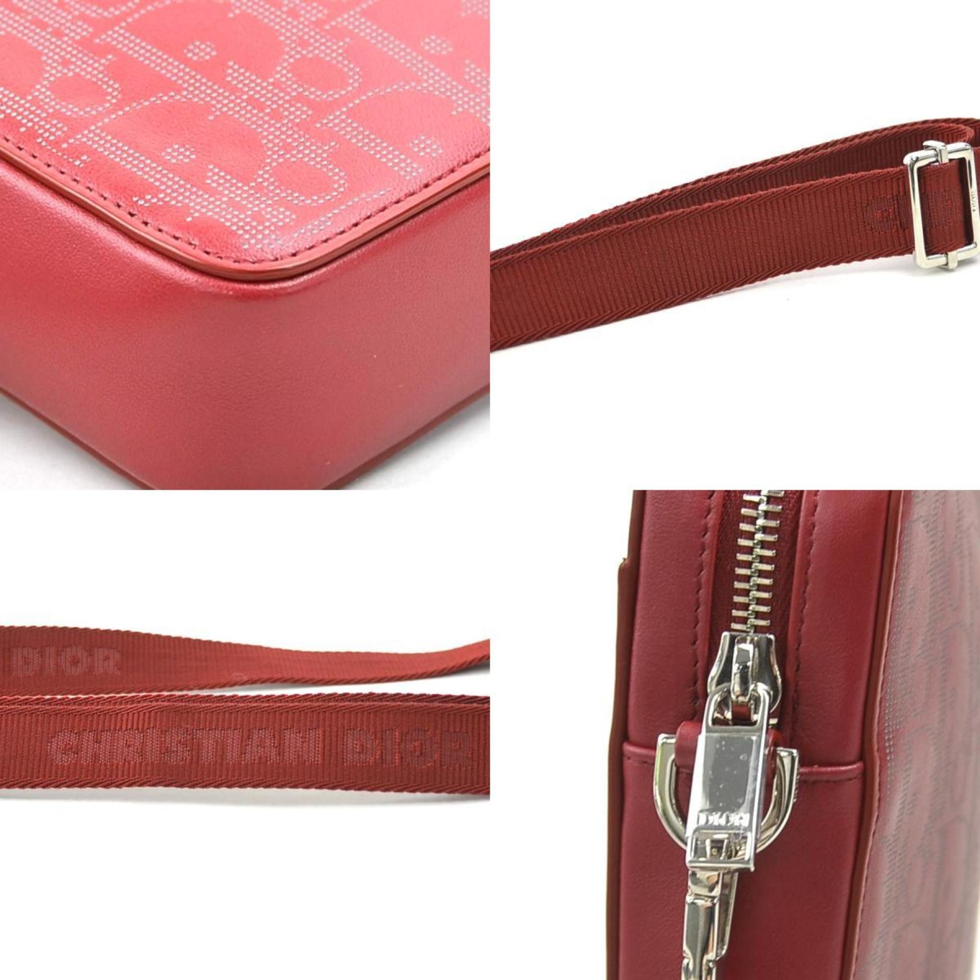 Dior Christian Dior Shoulder Bag Leather Red Men's Women's r10509a Size ONE SIZE - 4 Thumbnail