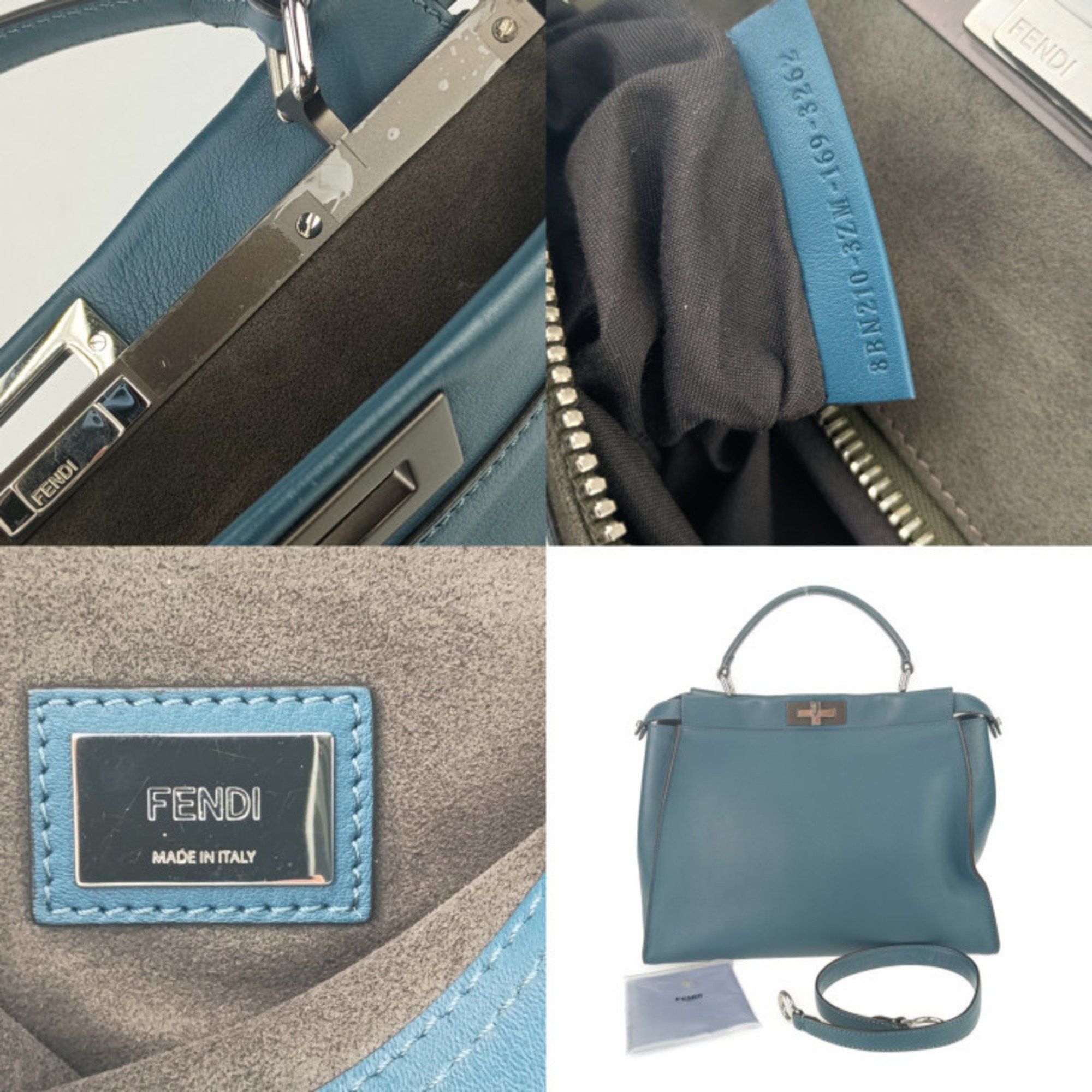 Fendi FENDI Tote Bag Peekaboo Large 8BN210 Blue Leather Women's Shoulder Turn Lock Size ONE SIZE - 8 Thumbnail