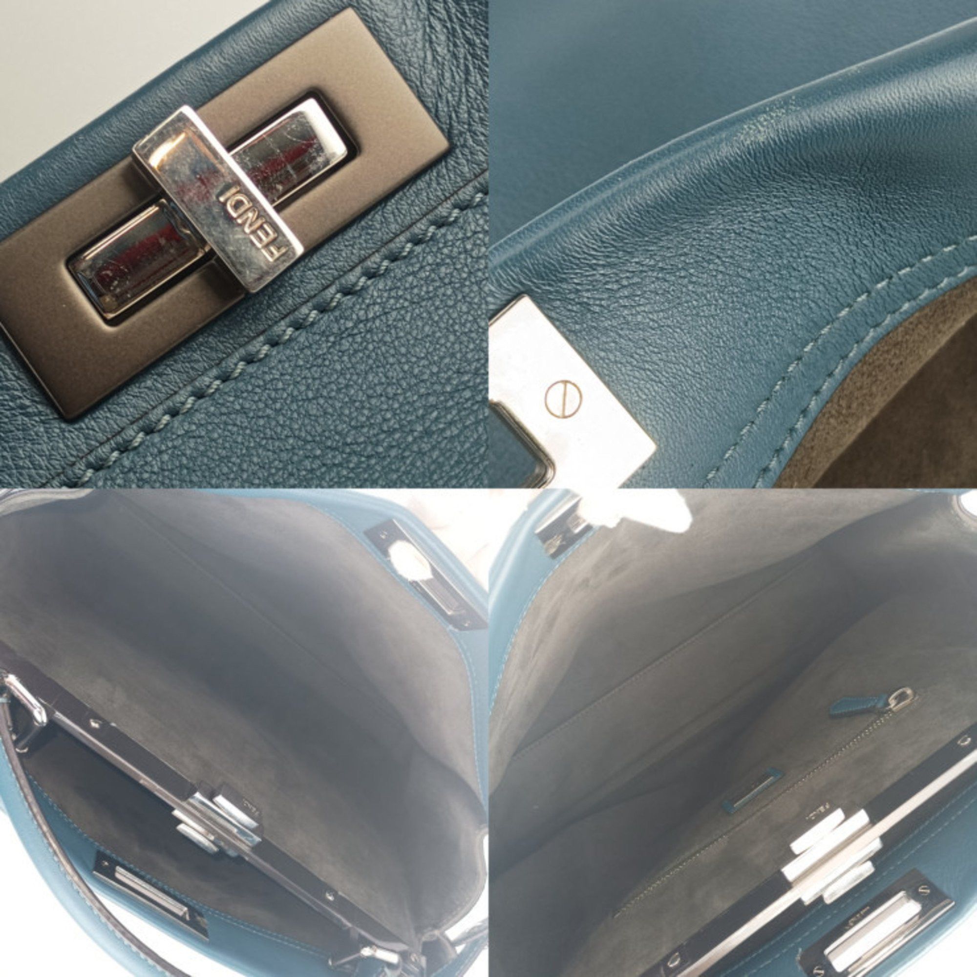 Fendi FENDI Tote Bag Peekaboo Large 8BN210 Blue Leather Women's Shoulder Turn Lock Size ONE SIZE - 7 Thumbnail