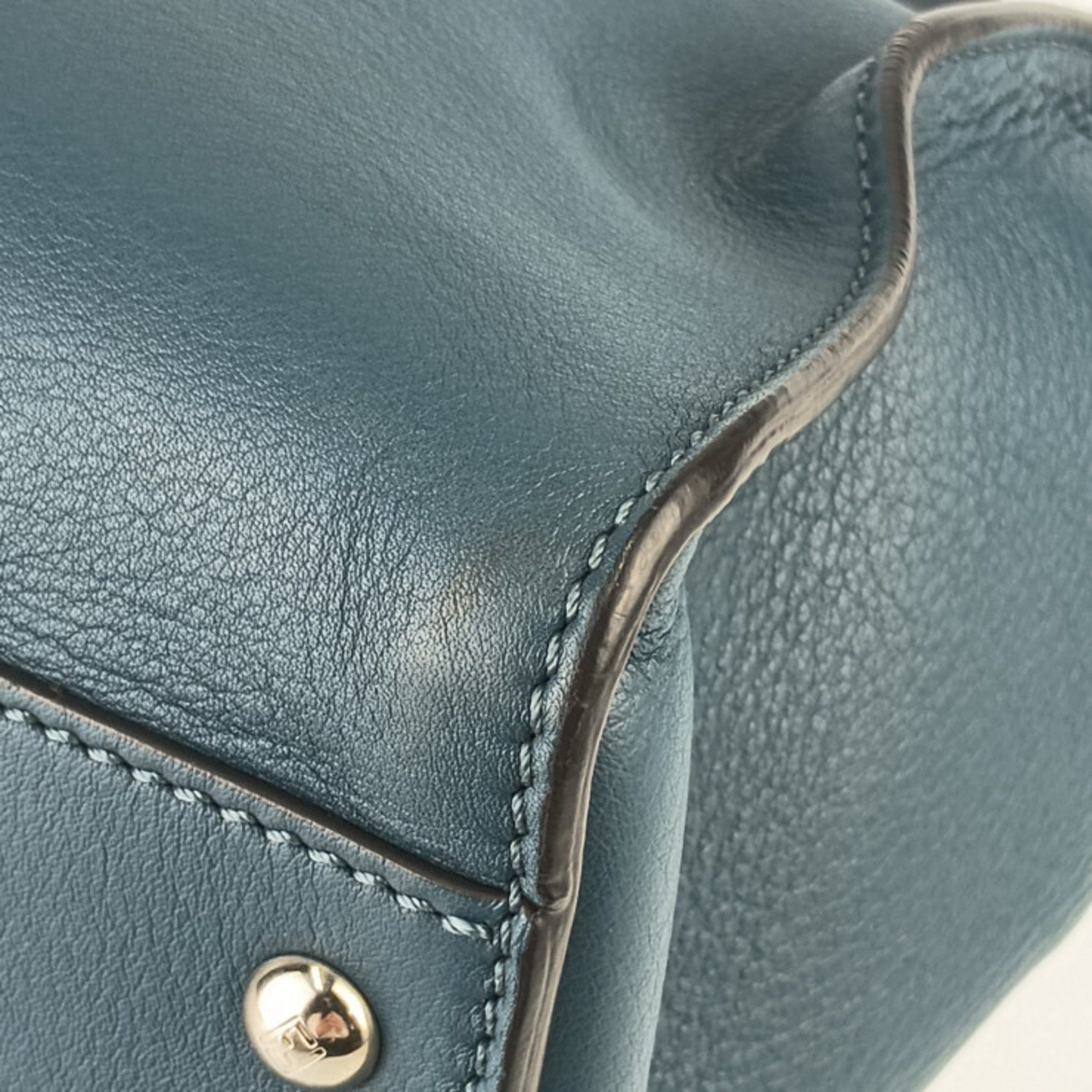 Fendi FENDI Tote Bag Peekaboo Large 8BN210 Blue Leather Women's Shoulder Turn Lock Size ONE SIZE - 5 Thumbnail