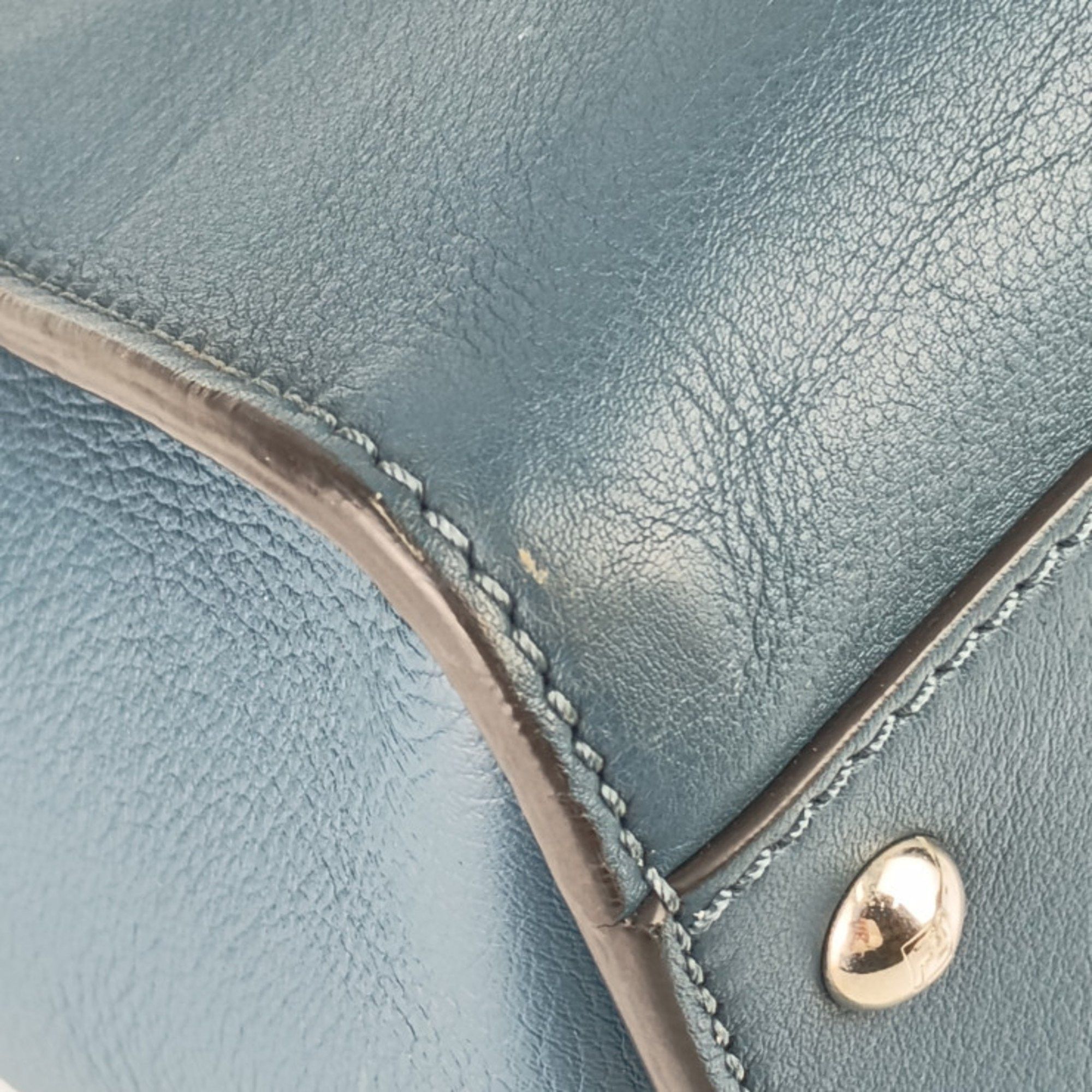Fendi FENDI Tote Bag Peekaboo Large 8BN210 Blue Leather Women's Shoulder Turn Lock Size ONE SIZE - 6 Thumbnail