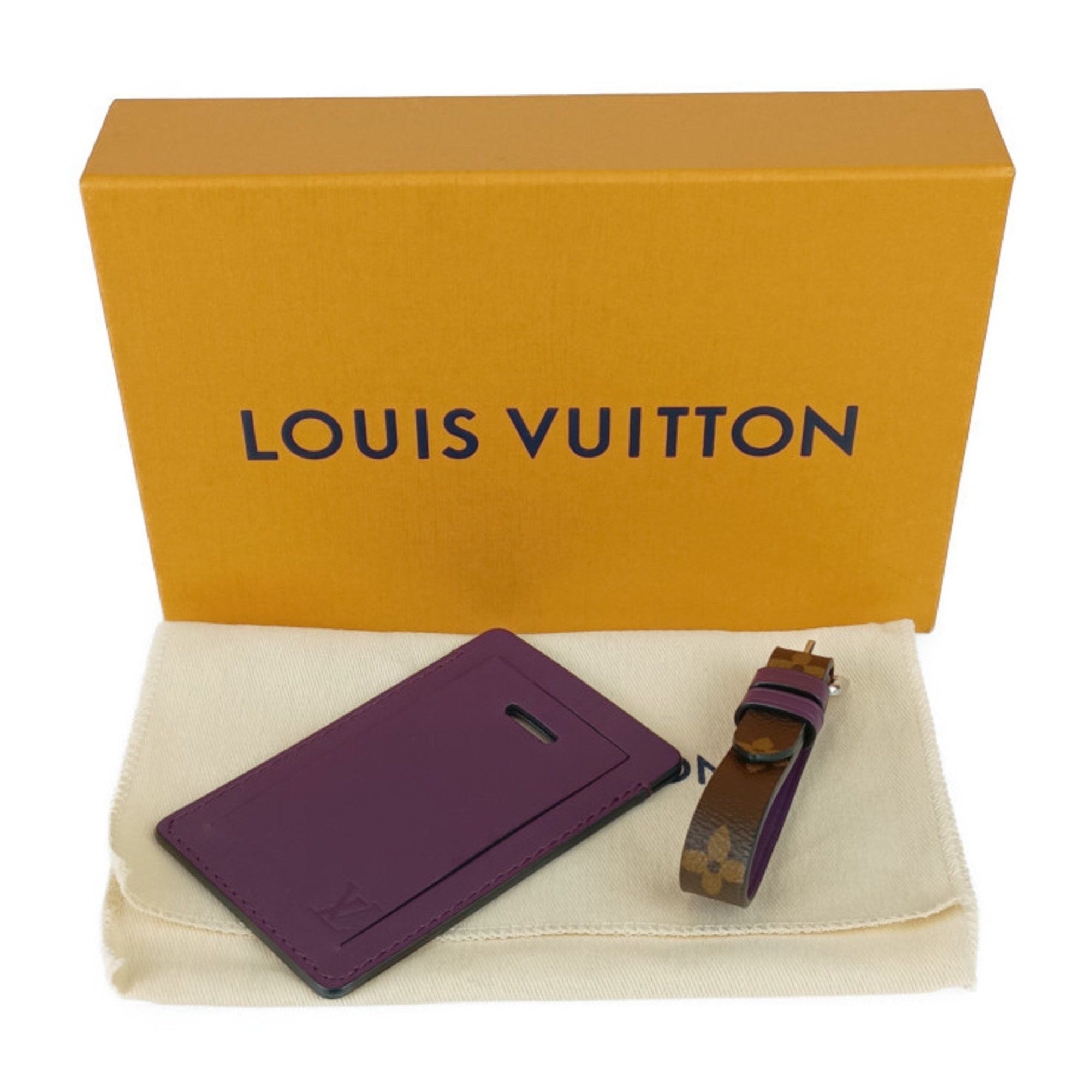 Louis Vuitton Louis Vuitton Name Tag Porto Address Ketch - Brown Purple Monogram Canvas Leather Men's Women's Size ONE SIZE - 8 Thumbnail