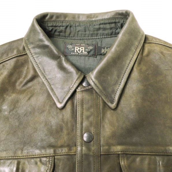 Ralph Lauren Ralph Lauren RRL Hand-Distressed Leather Overshirt Leather Outerwear MNRRWOV16820343 Size ONE SIZE - 5 Thumbnail