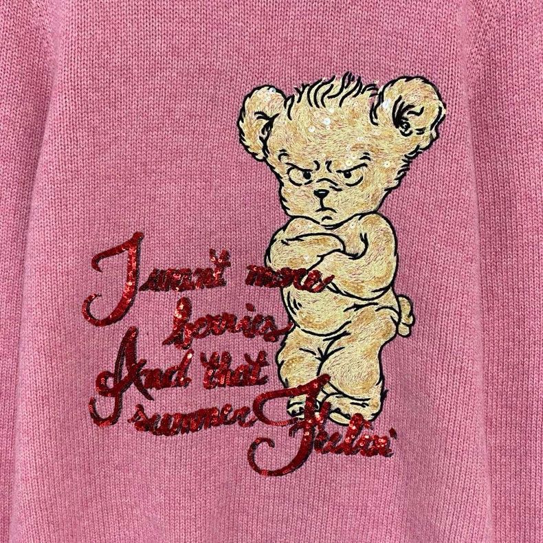 Gucci Pink Bear Embroidered Cashmere Sweater- DMC Size US M / EU 48-50 / 2 - 3 Thumbnail
