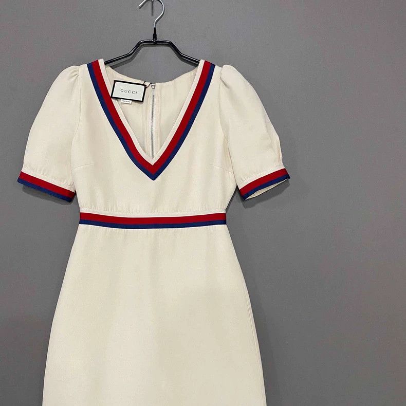 Gucci Striped V-Neck Dress by Gucci- DMC Size US 38 / EU 54 - 2 Thumbnail