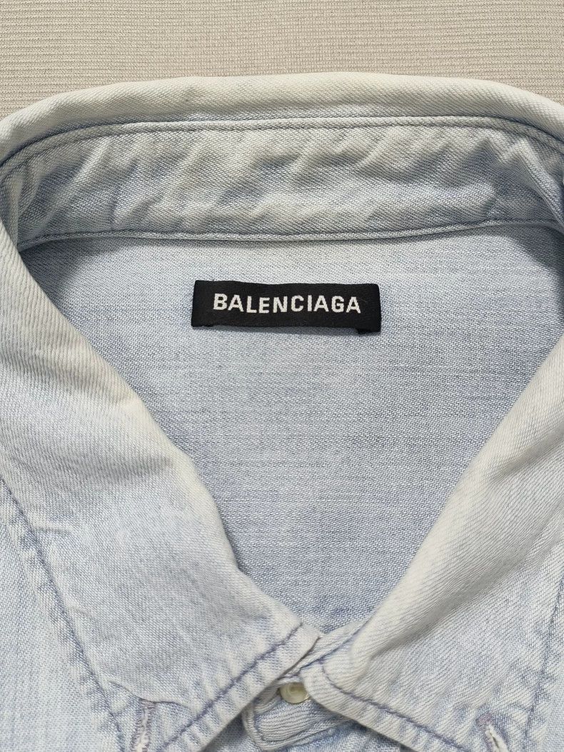 Balenciaga Logo Denim Shirt Jacket Size 38- DMC