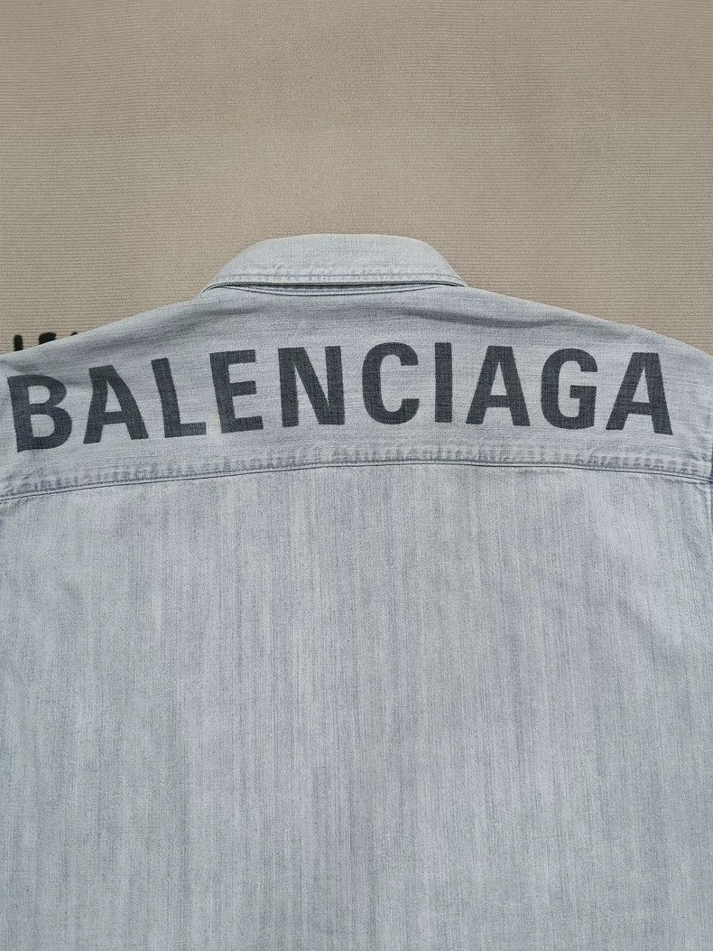 Balenciaga Logo Denim Shirt Jacket Size 38- DMC