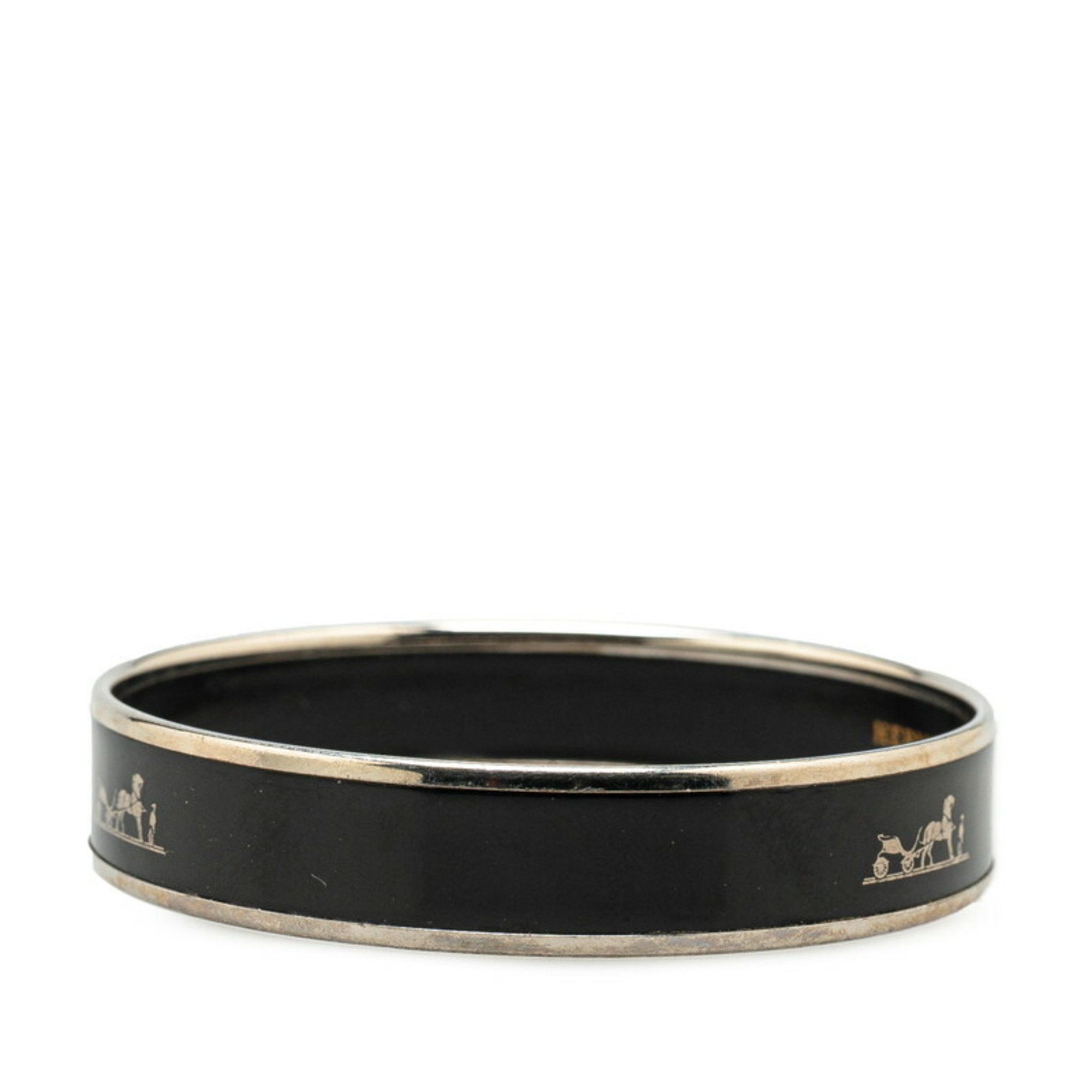 Hermes Hermes enamel bangle silver black metal women's HERMES Size ONE SIZE - 2 Thumbnail