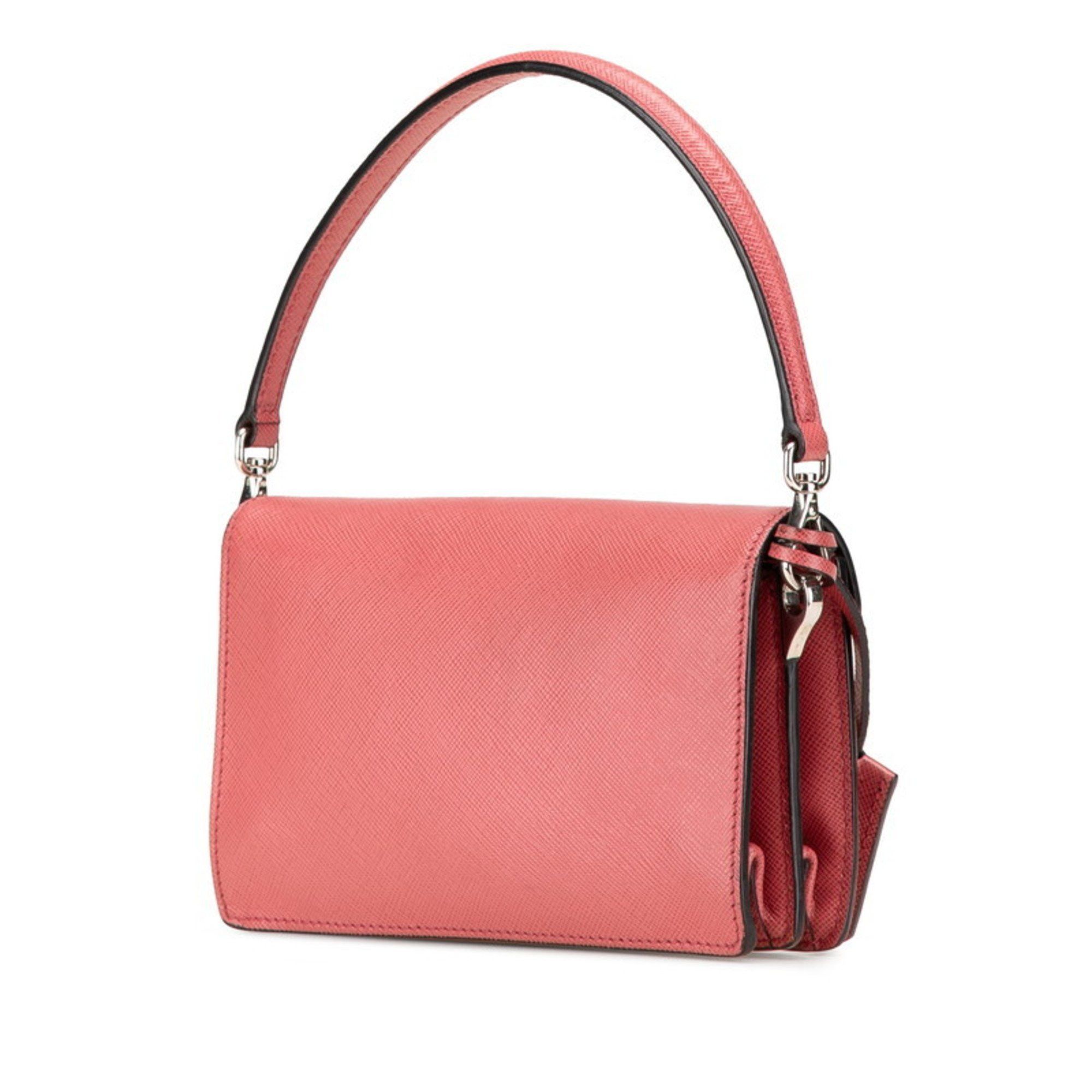 Prada Saffiano Handbag Mini Shoulder Bag Pink Leather Women's PRADA
