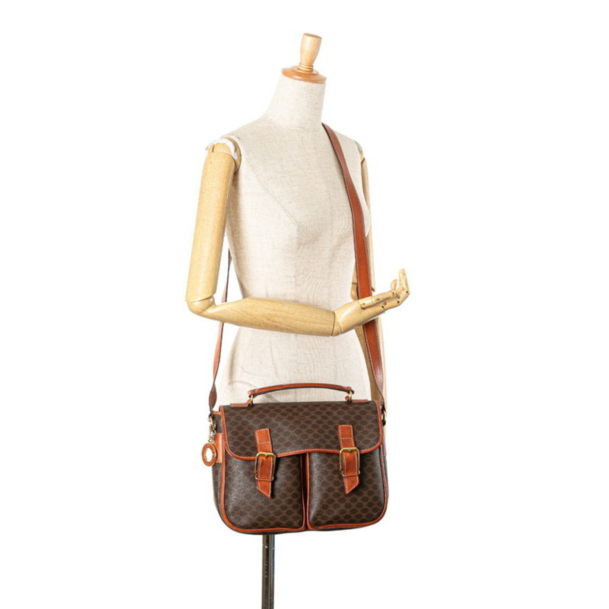 Celine Celine Macadam Handbag Shoulder Bag Brown PVC Leather Women's CELINE Size ONE SIZE - 11 Thumbnail