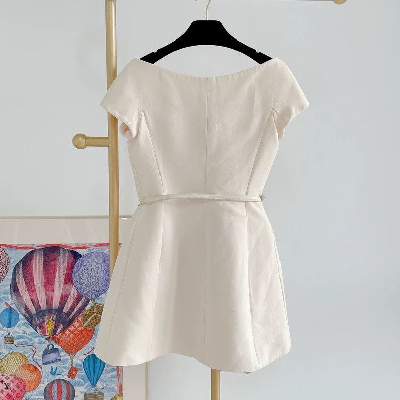Dior Christian Dior Beige Double-Breasted Dress- DMC Size US 38 / EU 54 - 2 Thumbnail