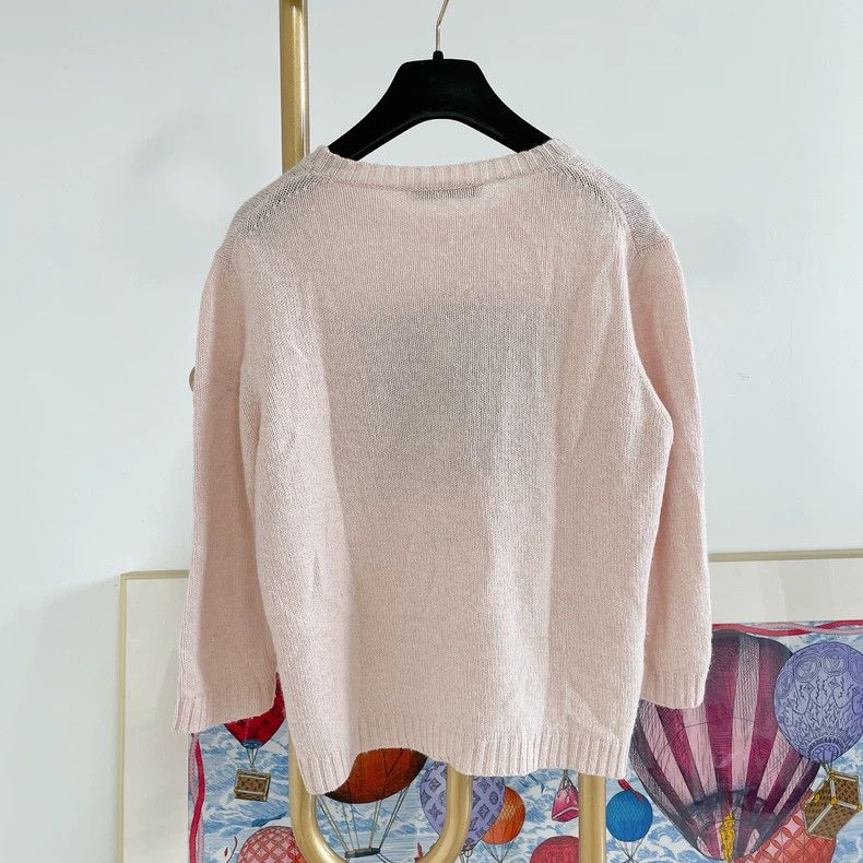 Dior Christian Dior Pink Embroidered Knit Top M- DMC Size US M / EU 48-50 / 2 - 2 Thumbnail