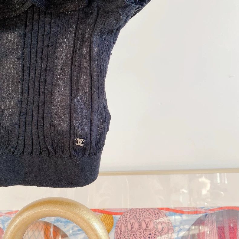 Chanel Chanel Black Off-Shoulder Top with Ruffles- DMC Size US S / EU 44-46 / 1 - 4 Thumbnail