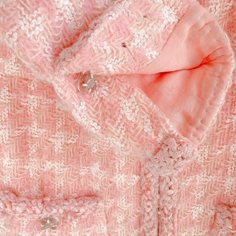 Chanel Chanel Pink Woven Jacket with Missing Buttons- DMC Size US M / EU 48-50 / 2 - 8 Thumbnail