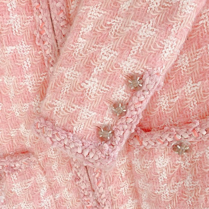 Chanel Chanel Pink Woven Jacket with Missing Buttons- DMC Size US M / EU 48-50 / 2 - 5 Thumbnail
