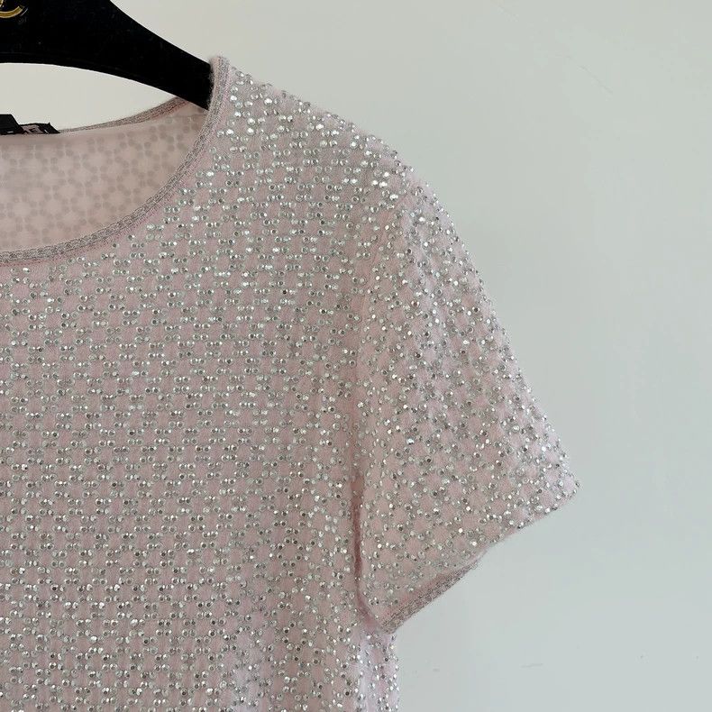Chanel Pink Rhinestone Chanel Dress- DMC Size US 36 / EU 52 - 3 Thumbnail