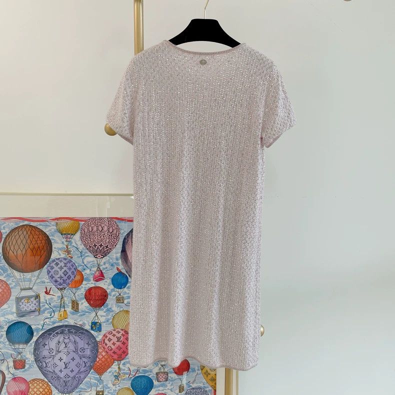 Chanel Pink Rhinestone Chanel Dress- DMC Size US 36 / EU 52 - 2 Thumbnail