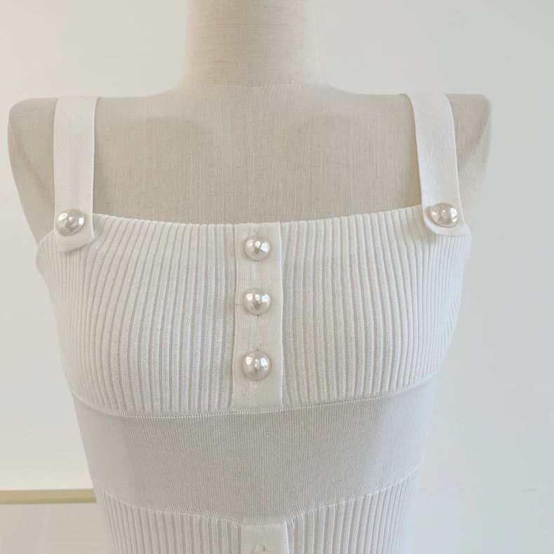 Chanel CHANEL White Knit Strap Dress with Stains- DMC Size US 34 / EU 50 - 4 Thumbnail