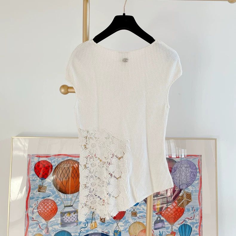 Chanel Irregular Lace Hem Sleeveless Knit Top- DMC Size US XS / EU 42 / 0 - 2 Thumbnail