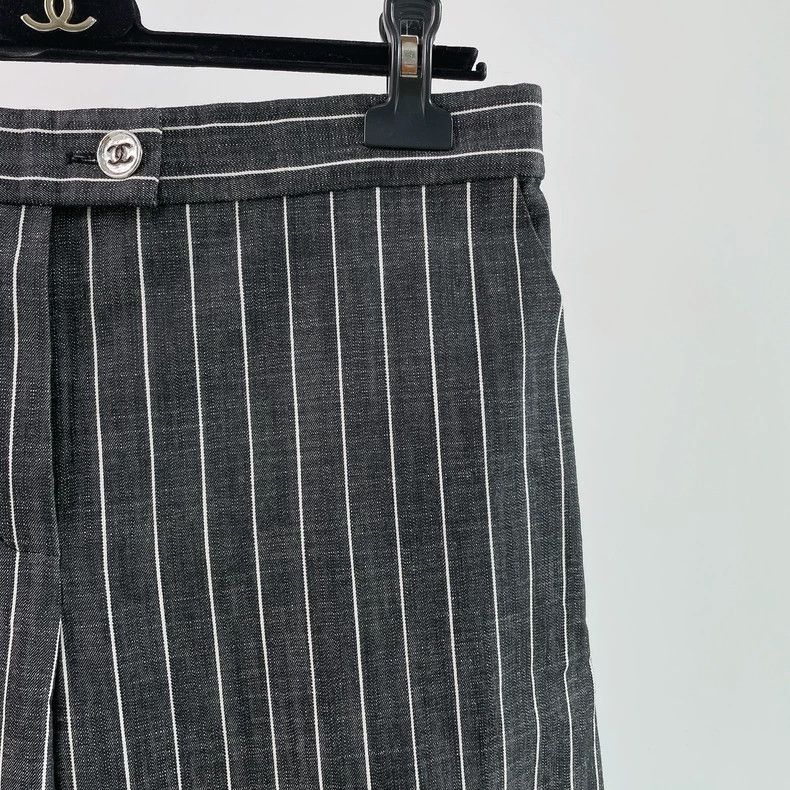 Chanel Chanel Gray Striped Wide Leg Trousers- DMC Size US 31 - 3 Thumbnail