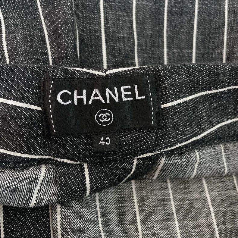 Chanel Chanel Gray Striped Wide Leg Trousers- DMC Size US 31 - 5 Thumbnail