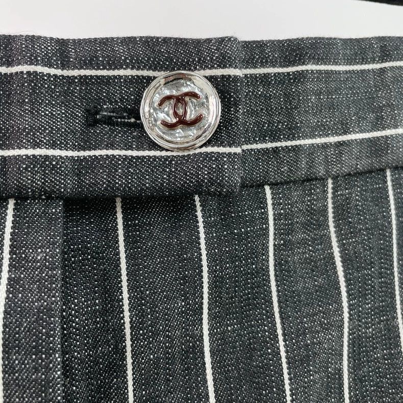 Chanel Chanel Gray Striped Wide Leg Trousers- DMC Size US 31 - 4 Thumbnail