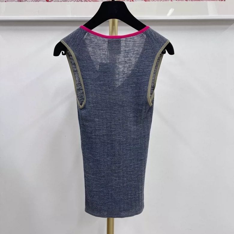 Chanel Chanel Gray V-Neck Sleeveless Top- DMC Size US S / EU 44-46 / 1 - 2 Thumbnail