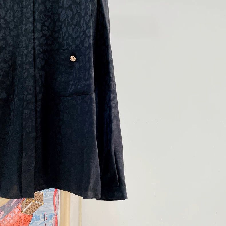 Chanel Chanel Black Leopard Print Silk Long Sleeve Shirt- DMC Size US S / EU 44-46 / 1 - 4 Thumbnail