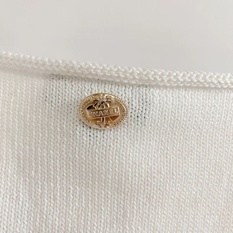 Chanel CHANEL White Knitted Camisole Top- DMC Size US M / EU 48-50 / 2 - 4 Thumbnail