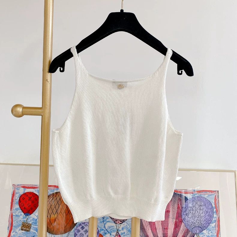 Chanel CHANEL White Knitted Camisole Top- DMC Size US M / EU 48-50 / 2 - 2 Thumbnail
