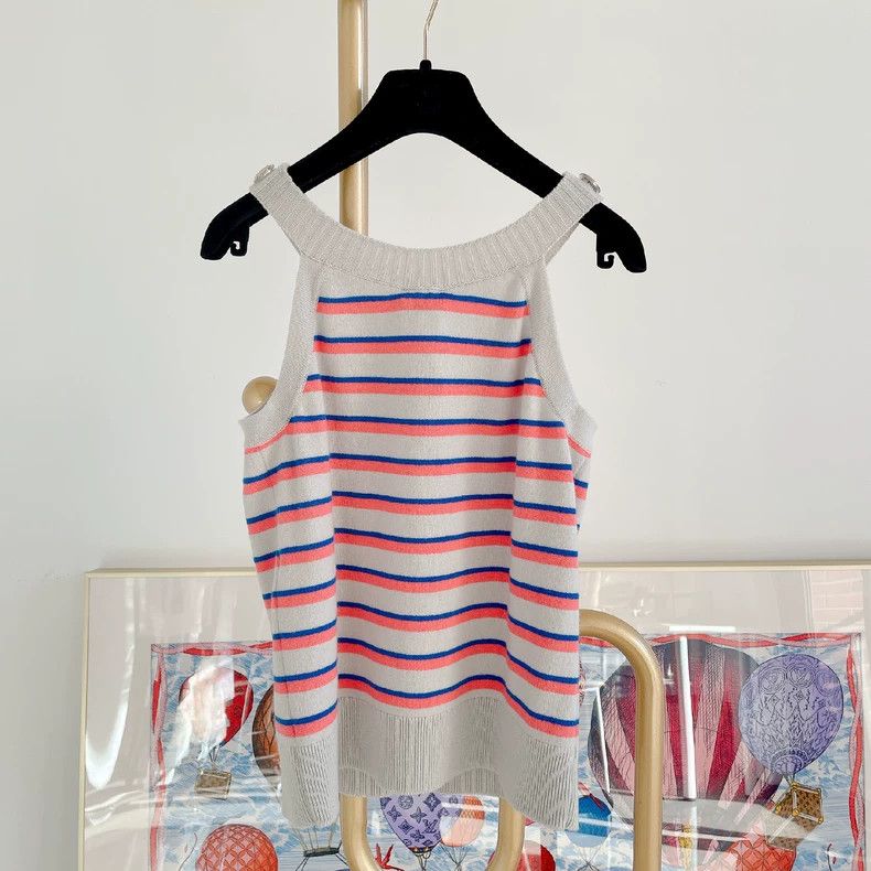 Chanel Chanel Striped Knit Sleeveless Top Size 36- DMC Size US S / EU 44-46 / 1 - 2 Thumbnail