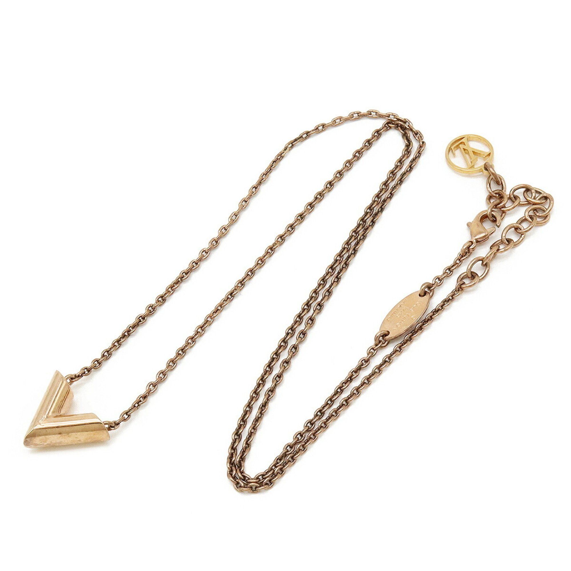 Louis Vuitton Necklace Essential V Pendant Rose Gold M80137