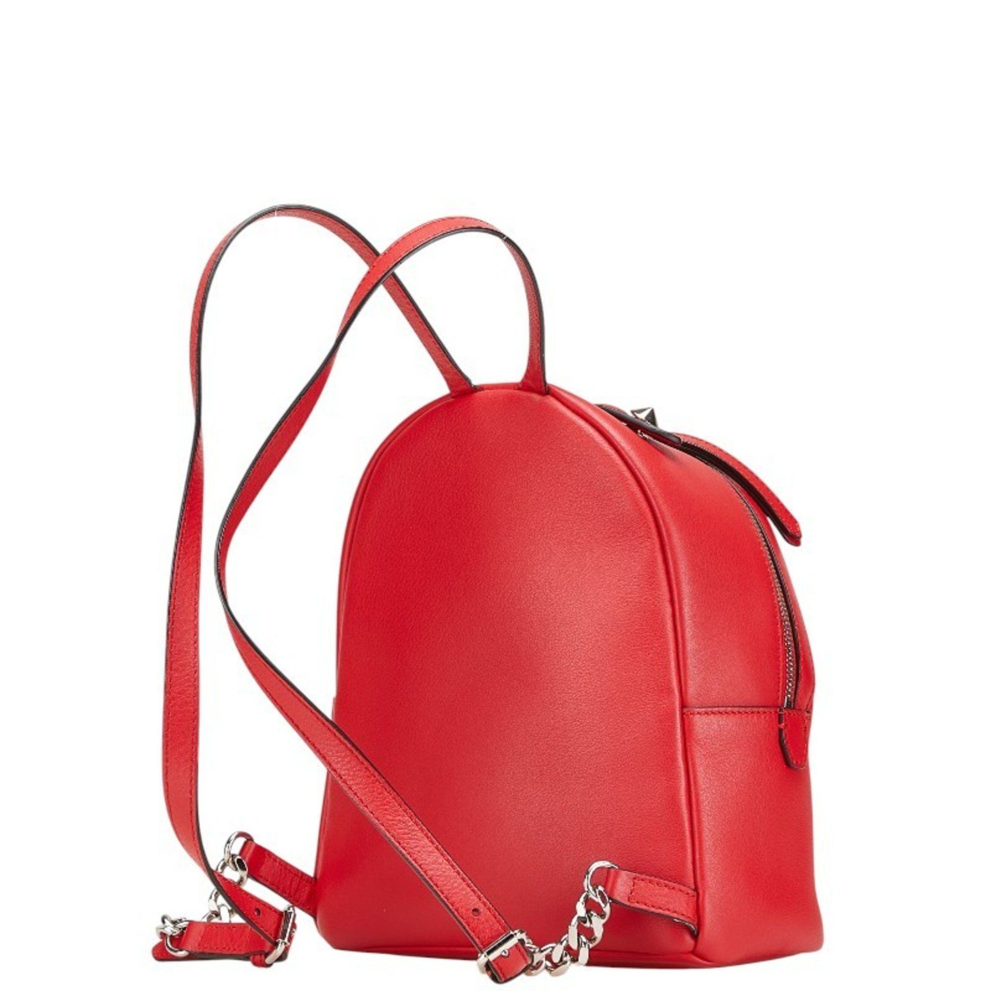 Fendi FENDI Studded Chain Backpack 8BZ038 Red Leather Women's Size ONE SIZE - 2 Thumbnail