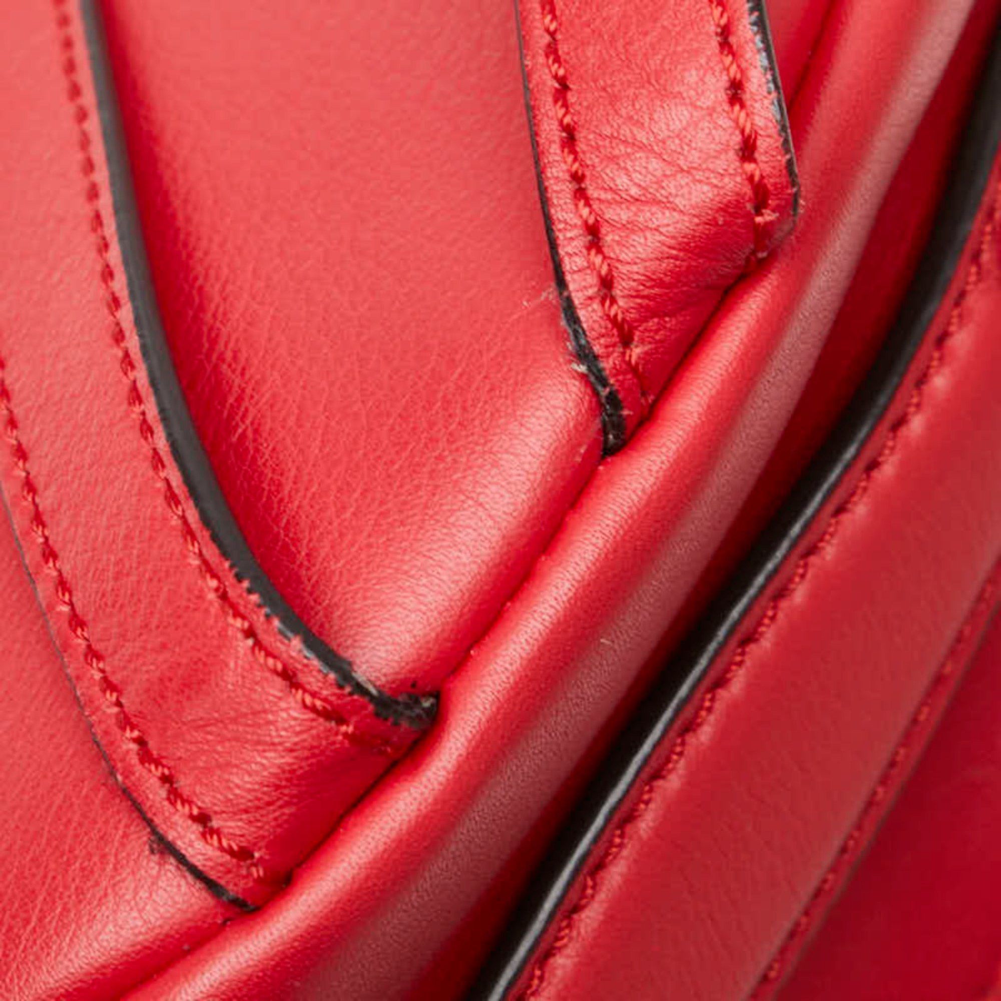 Fendi FENDI Studded Chain Backpack 8BZ038 Red Leather Women's Size ONE SIZE - 4 Thumbnail