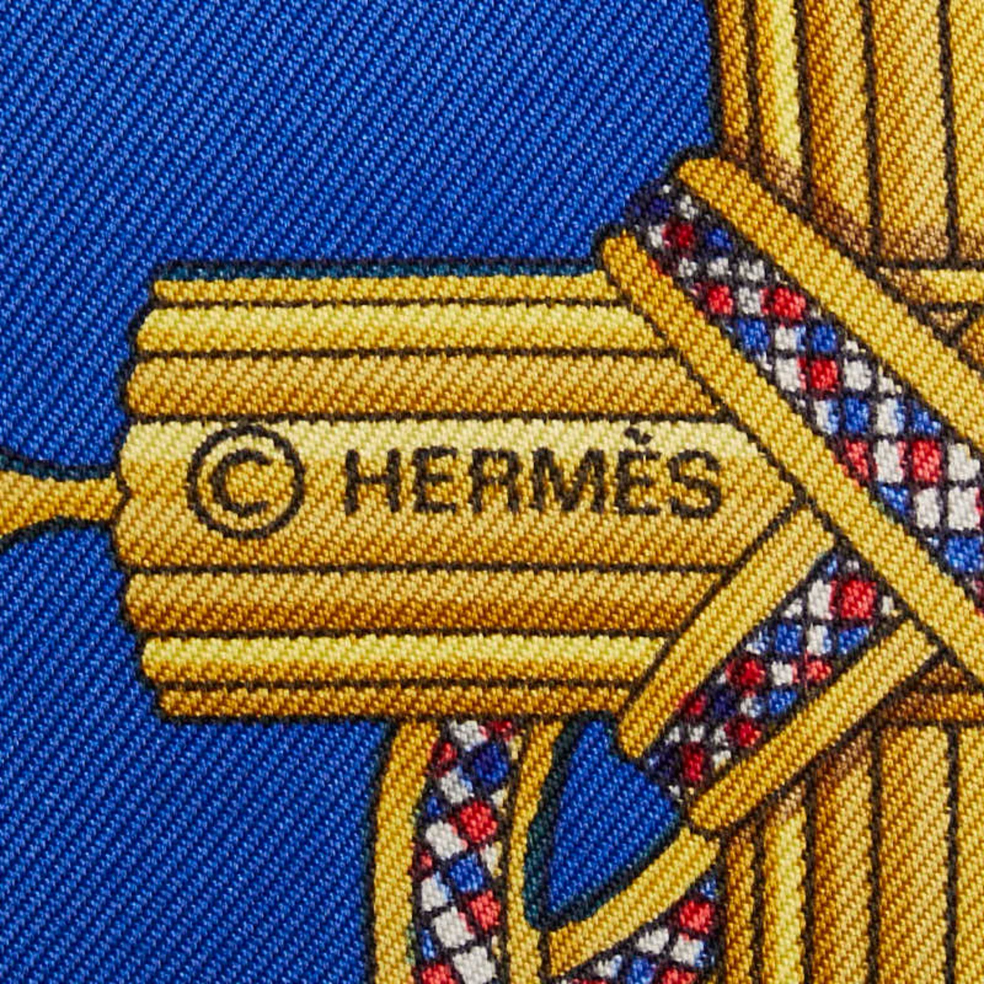 Hermes Carré 90 1789 LIBERTE EGALITE FRATERNITE REPUBLIQUE FRANCAISE Scarf muffler in commemoration of the French Revolution, blue, multi-colored, silk, for women, HERMES