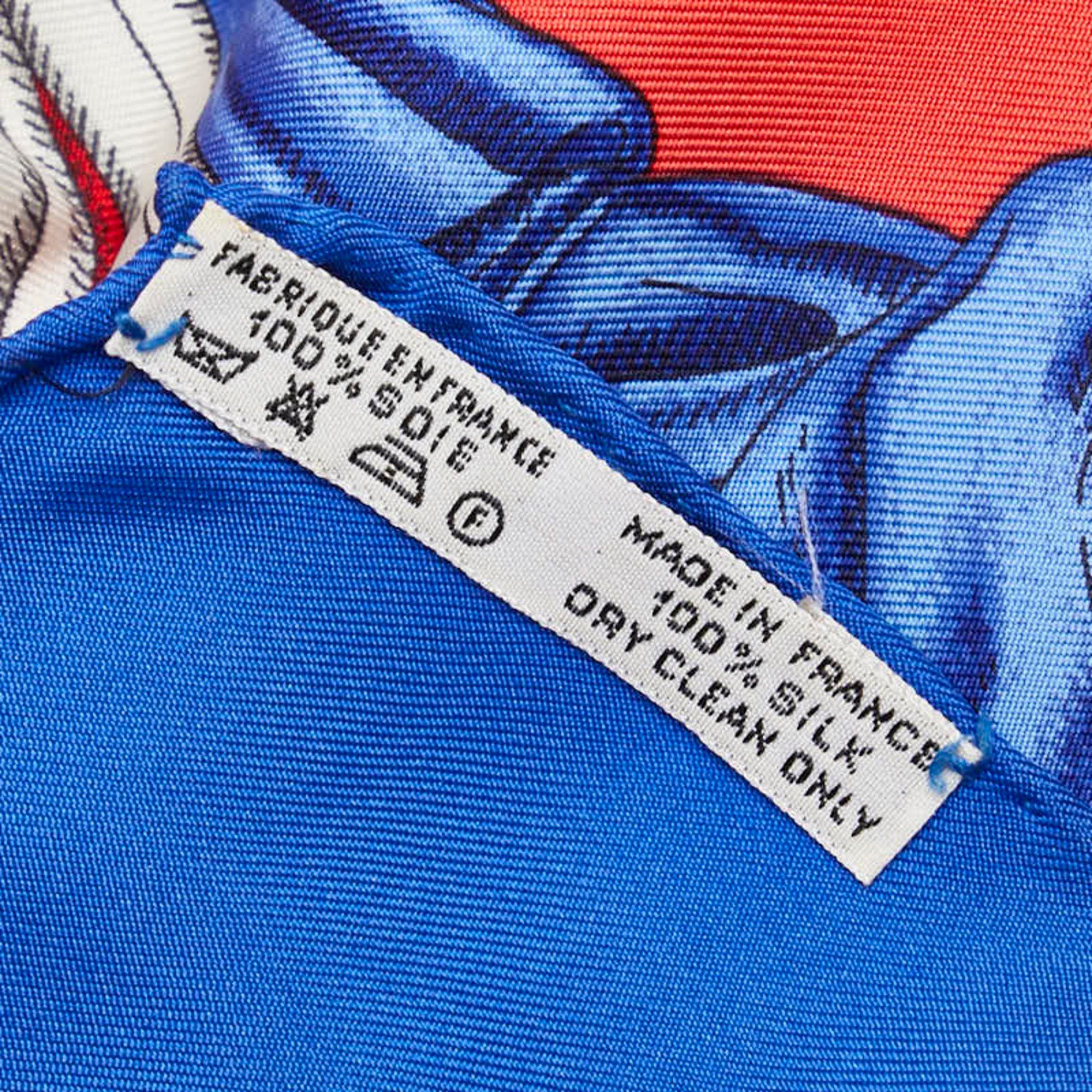 Hermes Carré 90 1789 LIBERTE EGALITE FRATERNITE REPUBLIQUE FRANCAISE Scarf muffler in commemoration of the French Revolution, blue, multi-colored, silk, for women, HERMES